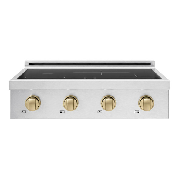 ZLINE Autograph Edition 30-Inch Paramount Induction Rangetop with 4 Element Cooktop in Satin Stainless Steel and Champagne Bronze Accents (SINRTSZ-30-CB)