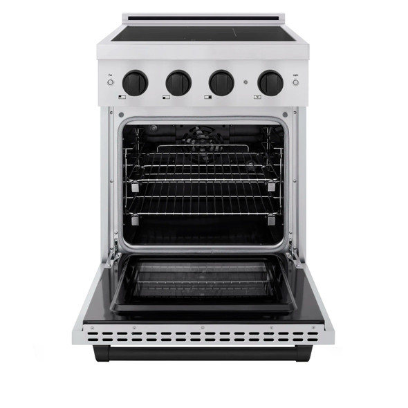 ZLINE Autograph Edition 24-Inch 3.2 Cu. Ft. Paramount Induction Range with 3 Element Cooktop and Electric Convection Oven in Stainless Steel with Matte Black Accents (SINRZ-24-MB)