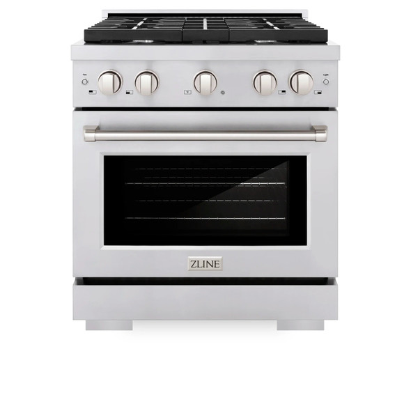 ZLINE 3-Piece Appliance Package - 30-Inch Paramount Dual Fuel Range, 36-Inch French Door Refrigerator with Water Dispenser, Dishwasher, in Stainless Steel