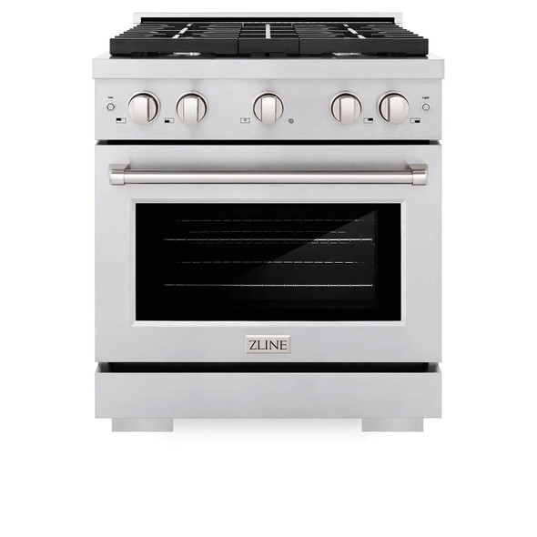 ZLINE 3-Piece Appliance Package - 30-Inch Paramount Gas Range, 36-Inch French Door Refrigerator, Dishwasher, in Stainless Steel
