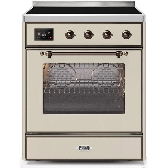 ILVE 30" Majestic II Series Freestanding Electric Single Oven Range with 4 Elements, Triple Glass Cool Door, Convection Oven, TFT Oven Control Display and Child Lock (UMI30NE3)