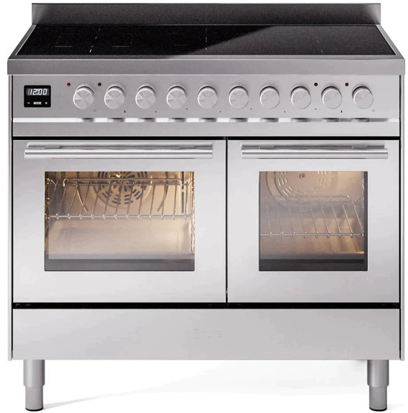 ILVE 40" Professional Plus II Series Freestanding Electric Double Oven Range with 5 Elements, Triple Glass Cool Door, Convection Oven, TFT Oven Control Display and Child Lock - UPDI406WMP