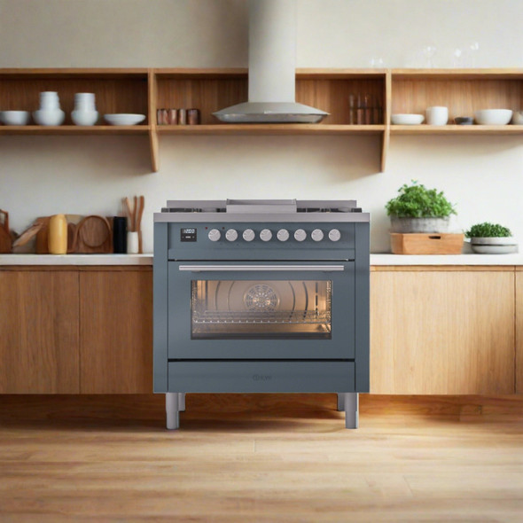 ILVE Professional Plus II 36-Inch Freestanding Dual Fuel Range with 6 Sealed Burner - UP36FWMP