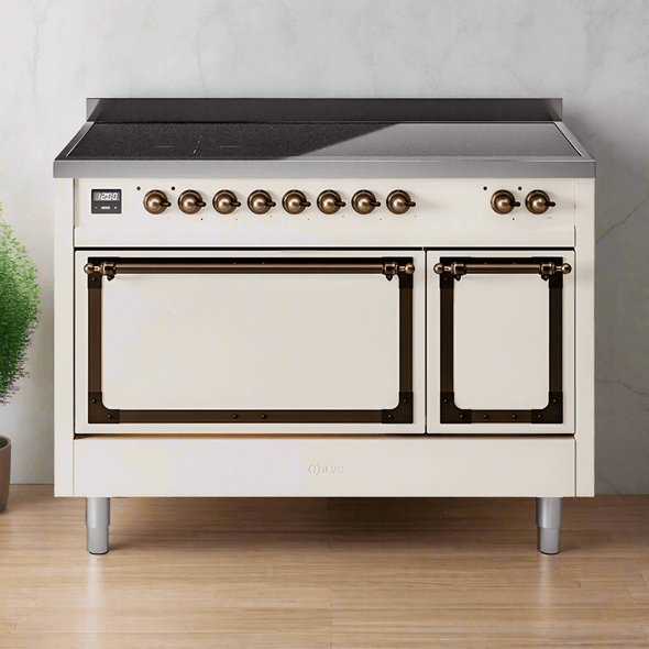 ILVE Nostalgie II Noblesse 48″ Induction Freestanding Range with Solid Door - UNI486QNMP