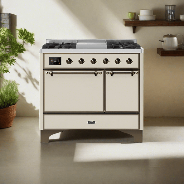 ILVE 40 Inch Majestic II Series Natural/ Propane Gas Burner and Electric Oven Range with 6 Sealed Burners (UMD10FDQNS3)