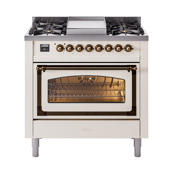 ILVE Nostalgie II Noblesse 36″ Dual Fuel Range Triple Glass Door -UN36FNMP