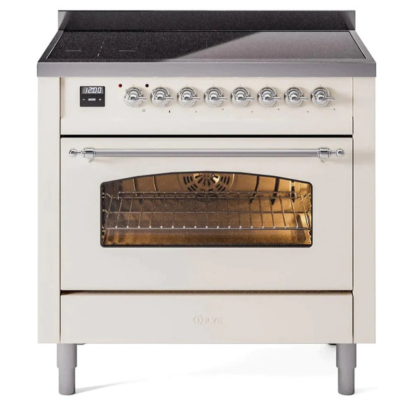 ILVE 36" Nostalgie II Series Freestanding Electric Double Oven Range with 5 Elements, Triple Glass Cool Door, Convection Oven, TFT Oven Control Display and Child Lock - UPI366NMP