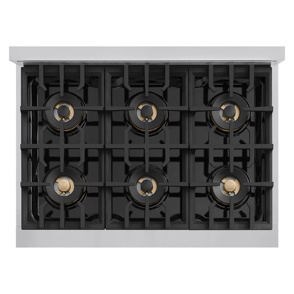 ZLINE Autograph Edition 36-Inch Classic Gas Rangetop with 6 Burner DuoPro™ Cooktop in Stainless Steel and Champagne Bronze Accents (PCRTZ-36-CB)