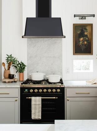 ILVE 30" Majestic Wall Mount Range Hood with 600 CFM Blower Anti-grease Filter 2 Warming Lights Filter Light Indicator Auto-off Function and 4 Fan Speeds (UAM76)