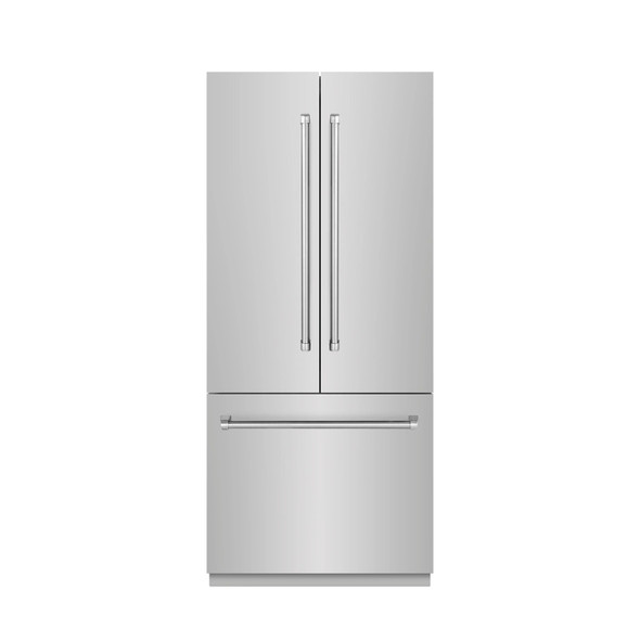 ZLINE 36-Inch 19.6 cu. ft. French Door Built-In Bottom Freezer Refrigerator with Water Dispenser and Ice Maker in Stainless Steel with Stainless Steel Interior (SRBIV-304-36)