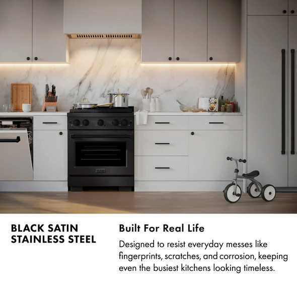 ZLINE 48-Inch 6.7 Cu. Ft. Paramount Gas Range with 8 Burner DuoPro™ Cooktop and Dual Ovens in Black Satin Stainless Steel (PSGRBS-48)