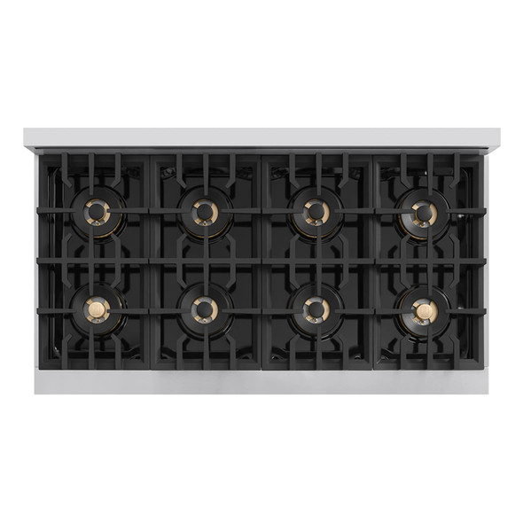 ZLINE Autograph Edition 48-Inch Classic Gas Rangetop with 8 Burner DuoPro™ Cooktop in Stainless Steel and Polished Gold Accents (PCRTZ-48-G)