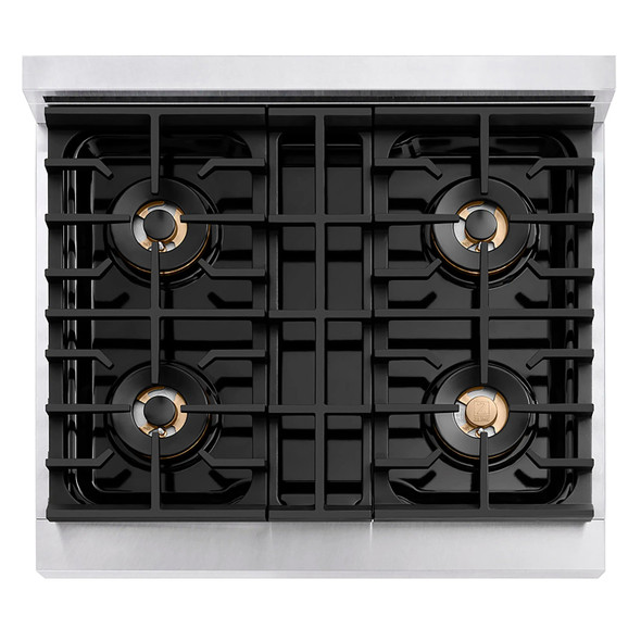 ZLINE Autograph Edition 30-Inch Paramount Gas Rangetop with 4 Burner DuoPro™ Cooktop in Satin Stainless Steel and Matte Black Accents (PSRTSZ-30-MB)