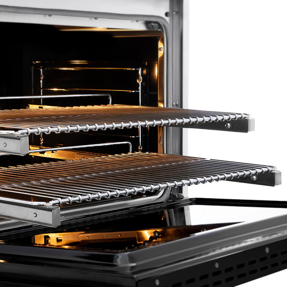 ZLINE Autograph Edition 36-Inch 5.2 cu. ft. Paramount Dual Fuel Range with 6 Burner DuoPro™ Cooktop and Electric Convection Oven in Satin Stainless Steel with Black Matte Door and Polished Gold Accents (PSDRSZ-BLM36-G)
