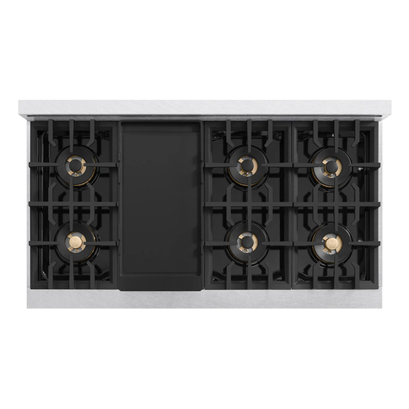 ZLINE Autograph Edition 48-Inch Classic Gas Rangetop with 8 Burner DuoPro™ Cooktop in Satin Stainless Steel and Matte Black Accents (PCRTSZ-48-MB)