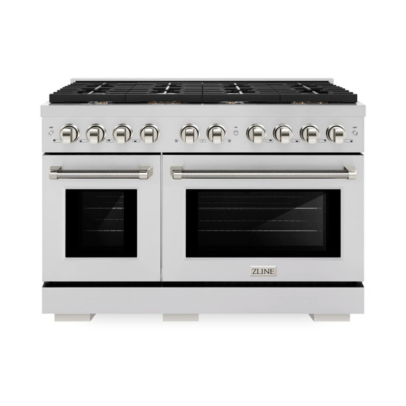 ZLINE Autograph 48-Inch Paramount Dual Fuel Range in Stainless Steel with Nickel Helix Handles (SDRZ-48-KPN)