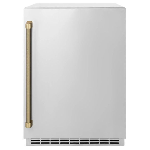 ZLINE Autograph 24-Inch Touchstone Beverage Fridge with Stainless Steel Door and Bronze Helix Handle (RBSOZ-ST-24-KCB)