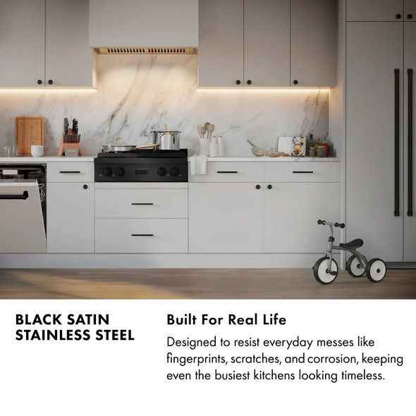 ZLINE Autograph 36-Inch Paramount Gas Rangetop with 6 Burners and Porcelain Cooktop in Black Satin with Polished Gold Accents (SRTBSZ-36-G)