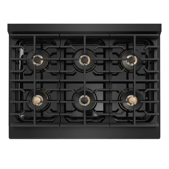 ZLINE Autograph Edition 36-Inch Paramount Gas Rangetop with 6 Burner DuoPro™ Cooktop in Black Stainless Steel and Champagne Bronze Accents (PSRTBZ-36-CB)
