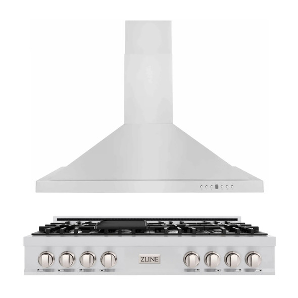 ZLINE 2-Piece Appliance Package - 48-Inch Rangetop and Covertible Range Hood in Stainless Steel (2KP-RTRH48)