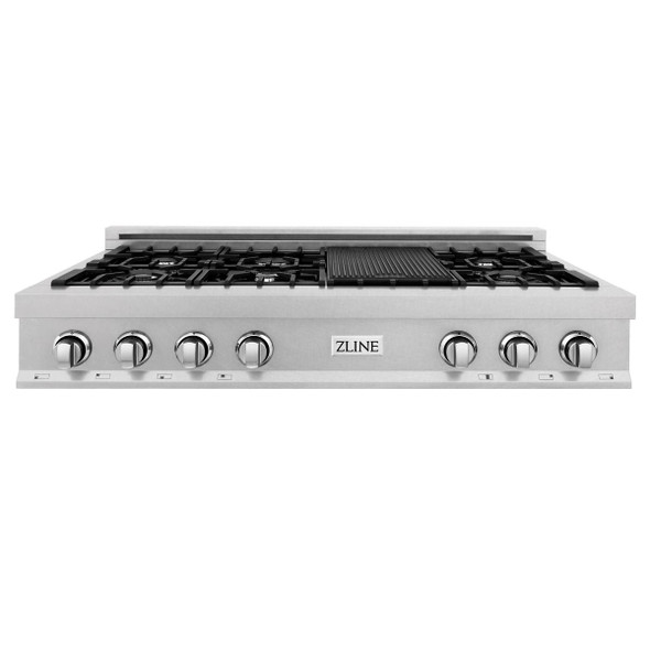ZLINE 3-Piece Appliance Package - 48-Inch Rangetop, Wall Mount Range Hood, Double Wall Oven in Satin Stainless Steel (3KP-RTSRH48-AWD)