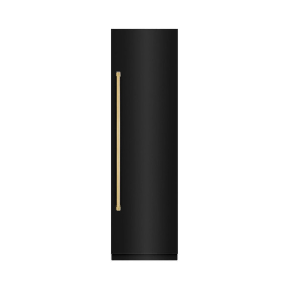 ZLINE 42-Inch Column 12.5 Cu. Ft. Refrigerator and 8.6 Cu. Ft. Freezer in Black Stainless Steel with Gold Accent