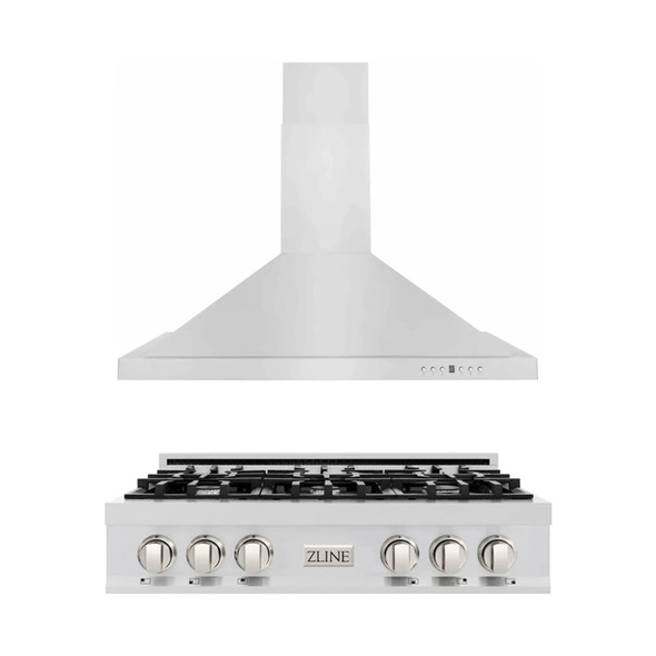 ZLINE 2-Piece Appliance Package - 36-Inch Rangetop and Covertible Range Hood in Stainless Steel (2KP-RTRH36)