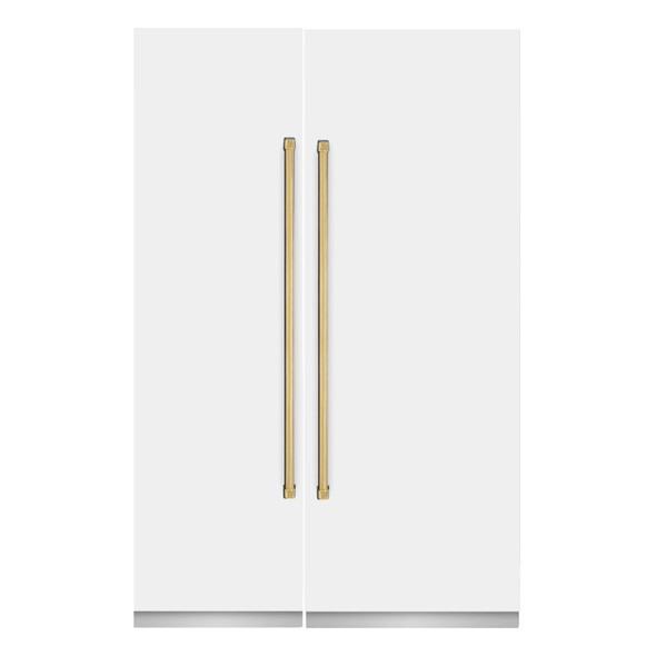 ZLINE 54-Inch Column 16.7 Cu. Ft. Refrigerator and 12.4 Cu. Ft. Freezer in White Matte with Gold Accent