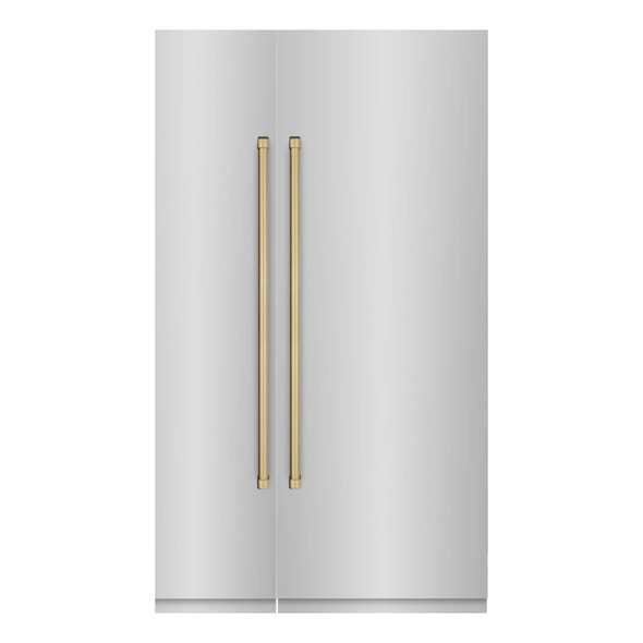 ZLINE 48-Inch Column 16.7 Cu. Ft. Refrigerator and 8.6 Cu. Ft. Freezer in Stainless Steel with Champagne Bronze Accent
