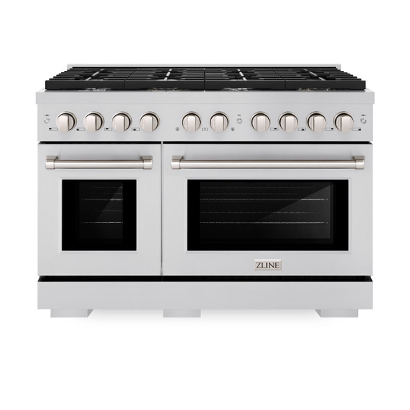 ZLINE 4-Piece Appliance Package - 48-Inch Gas Range, Tall Tub Dishwasher, Microwave Oven & Premium Hood (4KP-SGRRH48-MODWV)