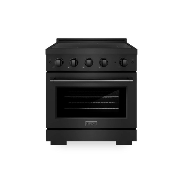 ZLINE 30-Inch 4.2 Cu. Ft. Paramount Induction Range with 4 Element Cooktop and Electric Convection Oven in Black Stainless Steel (SINRB-30)