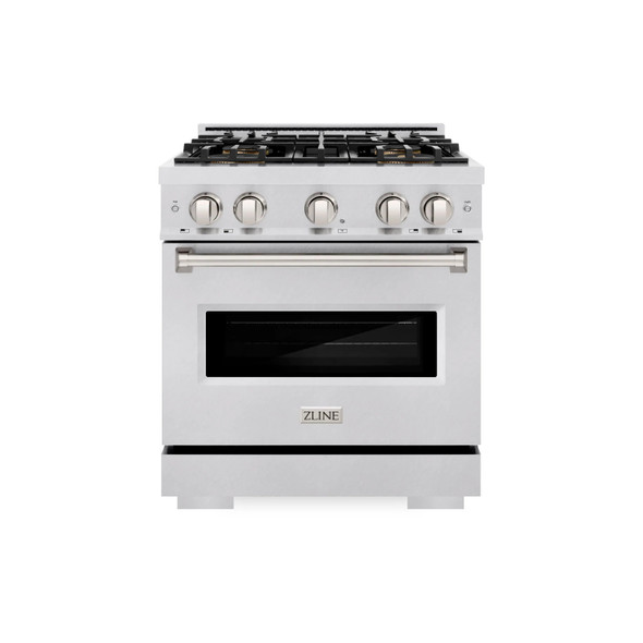 ZLINE 30-Inch 4.2 Cu. Ft. Classic Dual Fuel Range with 4 Burner DuoPro™ Cooktop and Convection Oven in Satin Stainless Steel (PCDRS-30)
