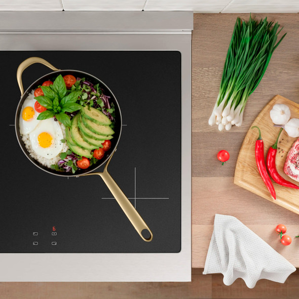 ZLINE Autograph Edition 30-Inch 4.2 Cu. Ft. Paramount Induction Range with 4 Element Cooktop and Electric Convection Oven in Stainless Steel with White Matte Door and Champagne Bronze Accents (SINRZ-WM-30-CB)