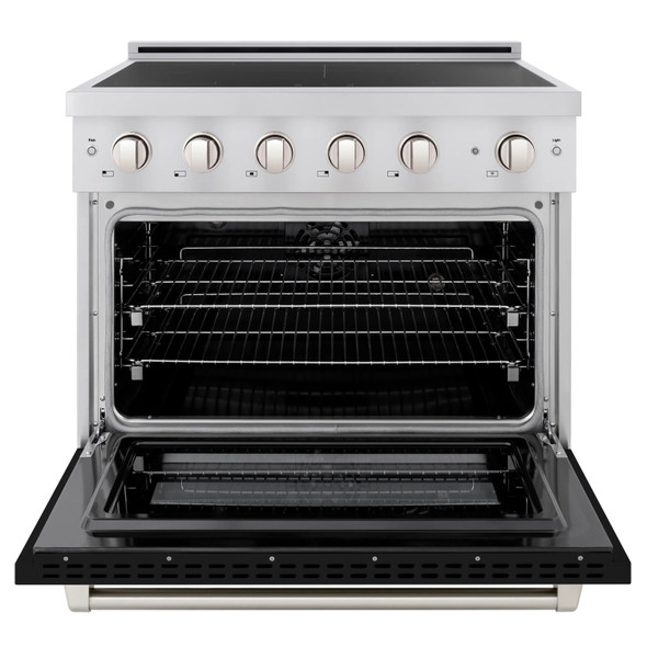 ZLINE 36-Inch 5.2 Cu. Ft. Paramount Induction Range with 5 Element Cooktop and Electric Convection Oven in Stainless Steel with Black Matte Door (SINR-BLM-36)
