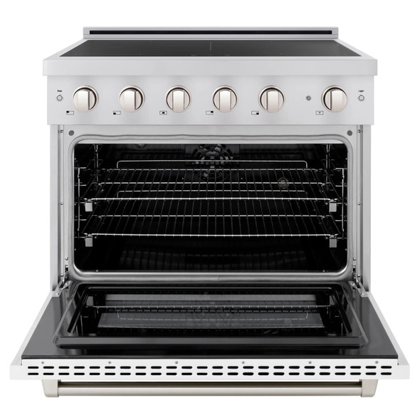 ZLINE 36-Inch 5.2 cu. ft. Paramount Induction Range with 5 Element Cooktop and Electric Convection Oven in Stainless Steel with White Matte Door (SINR-WM-36)
