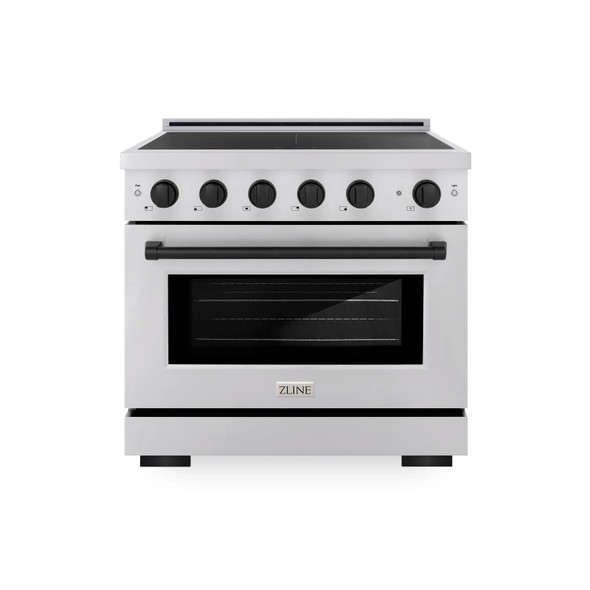 ZLINE Autograph Edition 36-Inch 5.2 Cu. Ft. Paramount Induction Range with 5 Element Cooktop and Electric Convection Oven in Stainless Steel with Matte Black Accents (SINRZ-36-MB)