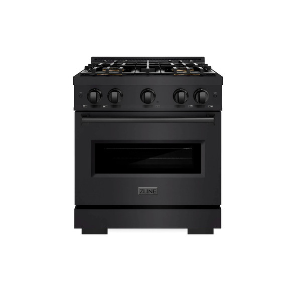 ZLINE 30-Inch 4.2 Cu. Ft. Classic Gas Range with 4 Burner DuoPro™ Cooktop and Convection Gas Oven in Black Stainless Steel (PCGRB-30)