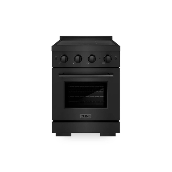 ZLINE 24-Inch 3.2 Cu. Ft. Paramount Induction Range with 3 Element Cooktop and Electric Convection Oven in Black Stainless Steel (SINRB-24)