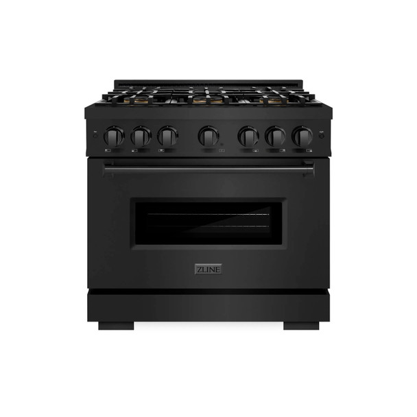 ZLINE 36-Inch 5.2 Cu. Ft. Classic Dual Fuel Range with 6 Burner DuoPro™ Cooktop and Convection Oven in Black Stainless Steel (PCDRB-36)