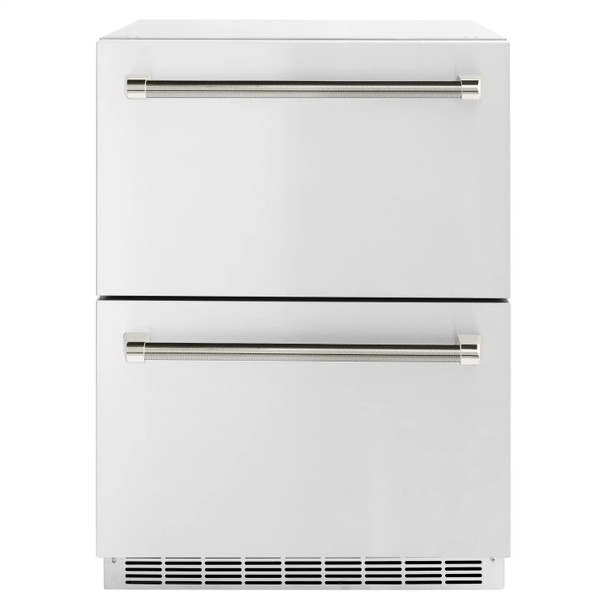 ZLINE Autograph 24-Inch Touchstone Refrigerator Drawer with Steel Doors & Nickel Helix Handles (RDSOZ-ST-24-KPN)