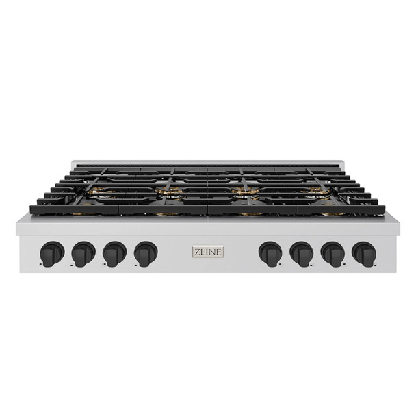 ZLINE Autograph Edition 48-Inch Paramount Gas Rangetop with 8 Burner DuoPro™ Cooktop in Stainless Steel and Matte Black Accents (PSRTZ-48-MB)