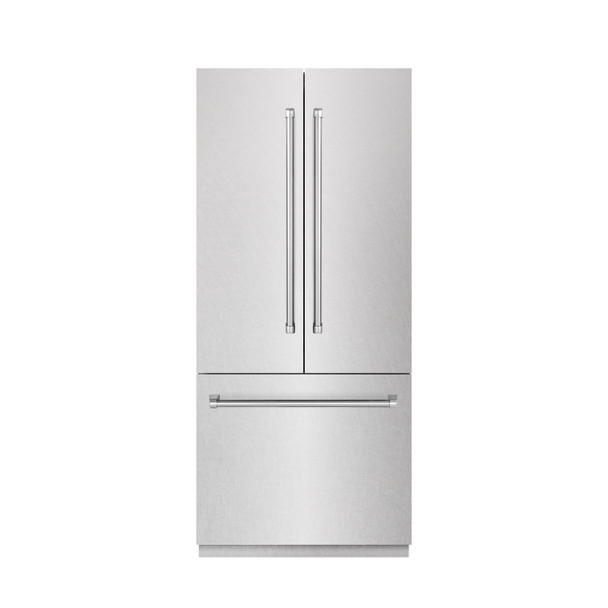 ZLINE 36-Inch 19.6 cu. ft. French Door Built-In Bottom Freezer Refrigerator with Water Dispenser and Ice Maker in Satin Stainless Steel with Stainless Steel Interior (SRBIV-SN-36)