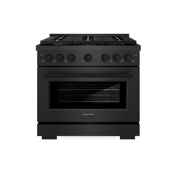ZLINE 36-Inch 5.2 Cu. Ft. Paramount Gas Range with 6 Burner Cooktop and Convection Gas Oven in Black Satin (SGRBS-36)