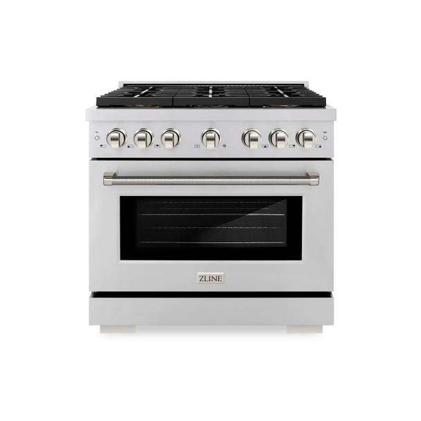 ZLINE Autograph 36-Inch Paramount DuoPro Dual Fuel Range in Stainless Steel with Nickel Helix Handle (PSDRZ-36-KPN)