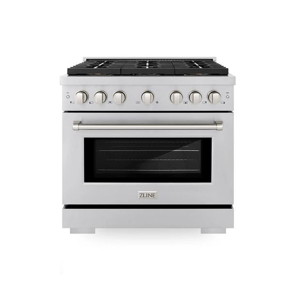 ZLINE 36-Inch 5.2 cu. ft. Paramount Dual Fuel Range with 6 Burner DuoPro™ Cooktop and Electric Convection Oven in Stainless Steel (PSDR36)