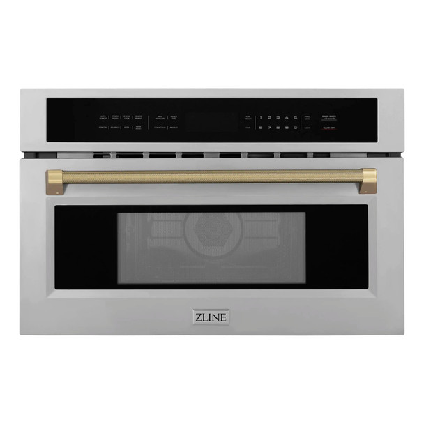 ZLINE Autograph 30-Inch Microwave Oven in Stainless Steel and Champagne Bronze Helix Handle (MWOZ-30-KCB)
