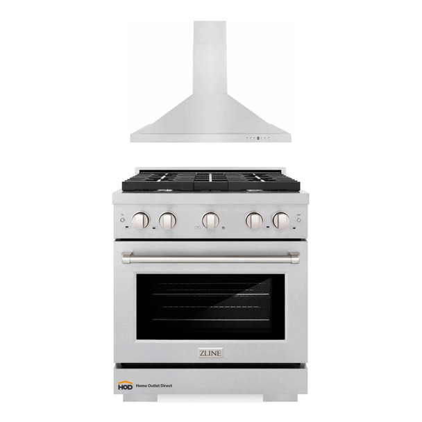 ZLINE 2-Piece Appliance Package - 36-inch Gas Range in Stainless Steel with Satin Stainless Steel Door & Convertible Wall Mount Hood (2KP-SGRSNRH36)