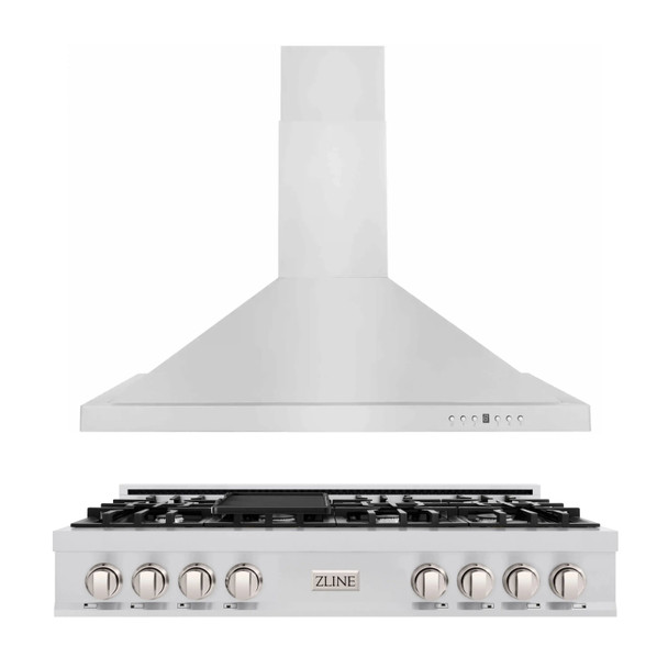 ZLINE 2-Piece Appliance Package - 48-Inch Rangetop and Covertible Range Hood in Stainless Steel (2KP-RTRH48)