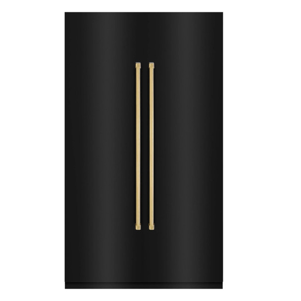 ZLINE 48-Inch Column 12.5 Cu. Ft. Refrigerator and 12.4 Cu. Ft. Freezer in Black Stainless Steel with Gold Accents
