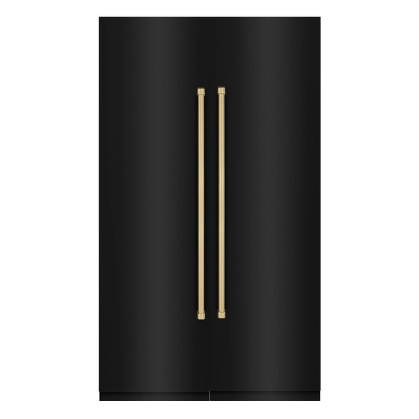 ZLINE 48-Inch Column 12.5 Cu. Ft. Refrigerator and 12.4 Cu. Ft. Freezer in Black Stainless Steel with Champagne Bronze Accents